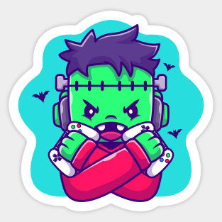 Cute Frankenstein Zombie Gaming Cartoon Sticker